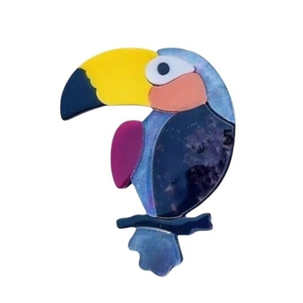 Cute Toucan Bird Brooch Pin Colorful Acrylic Animal Jewelry Gift - Picture 1 of 3